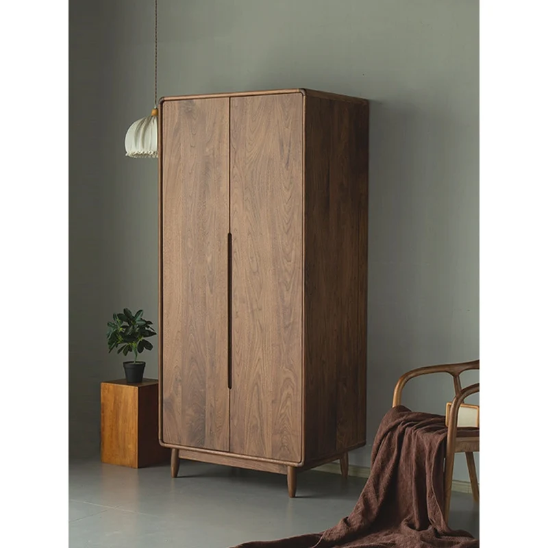 Minimalist Style Black Walnut Wood Wardrobe