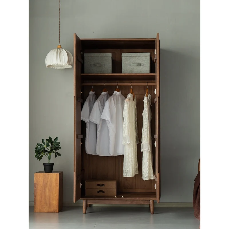 Minimalist Style Black Walnut Wood Wardrobe