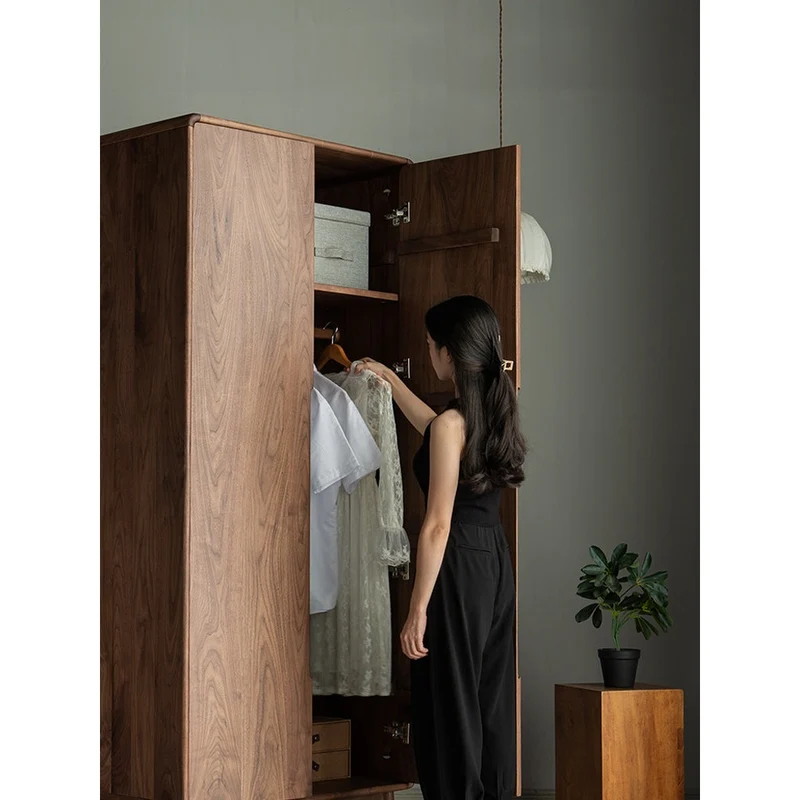 Minimalist Style Black Walnut Wood Wardrobe