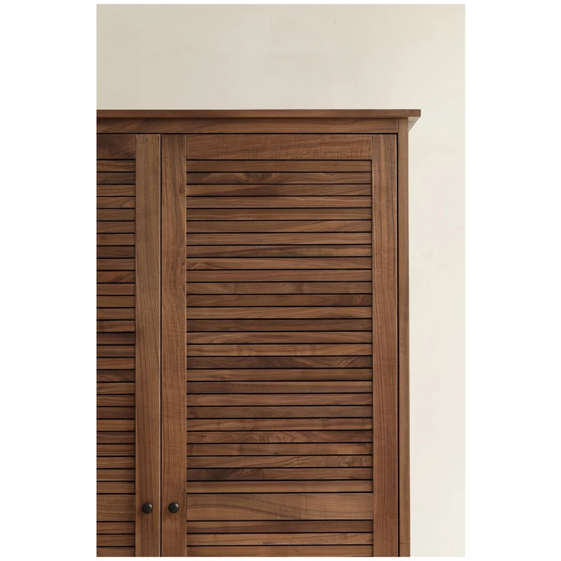 Sculptural Blinds Design Black Walnut Wood Wardrobe