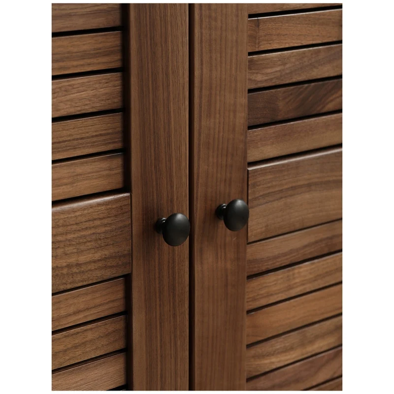 Sculptural Blinds Design Black Walnut Wood Wardrobe