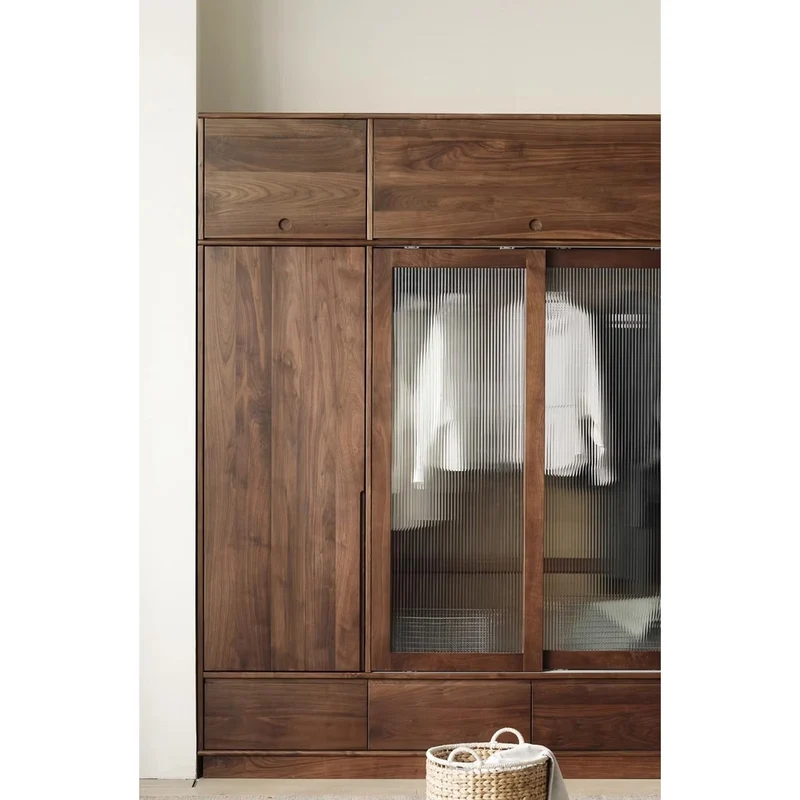 Fable High Glass Black Walnut Wood Closet