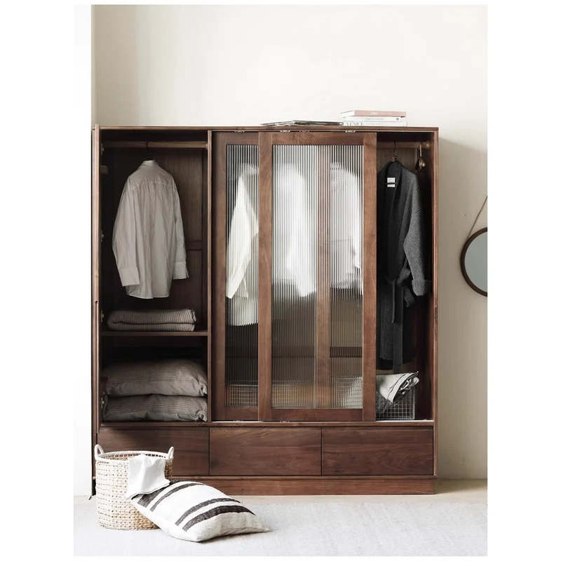 Fable High Glass Black Walnut Wood Closet