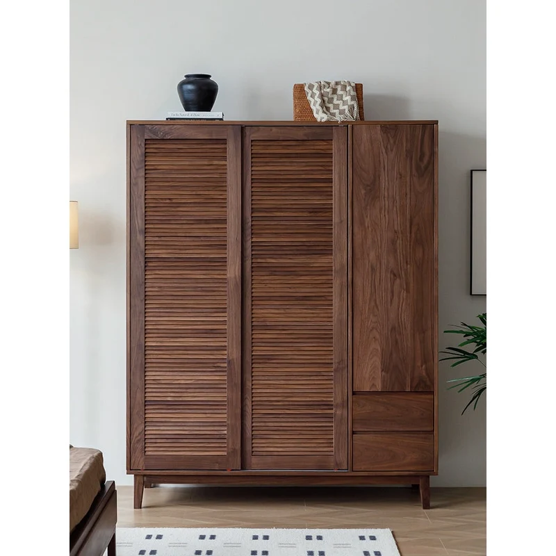 Charming Blinds Retro Black Walnut Wood Wardrobe