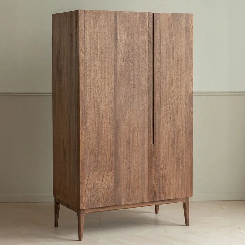 Sleek Modern Black Walnut Wood Armoire