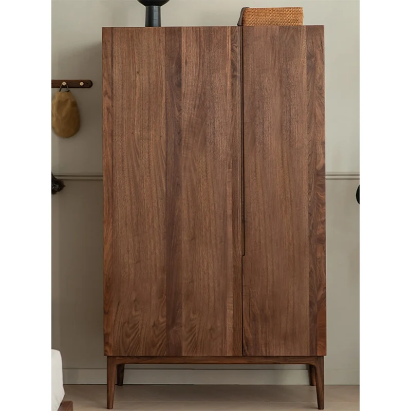 Sleek Modern Black Walnut Wood Armoire