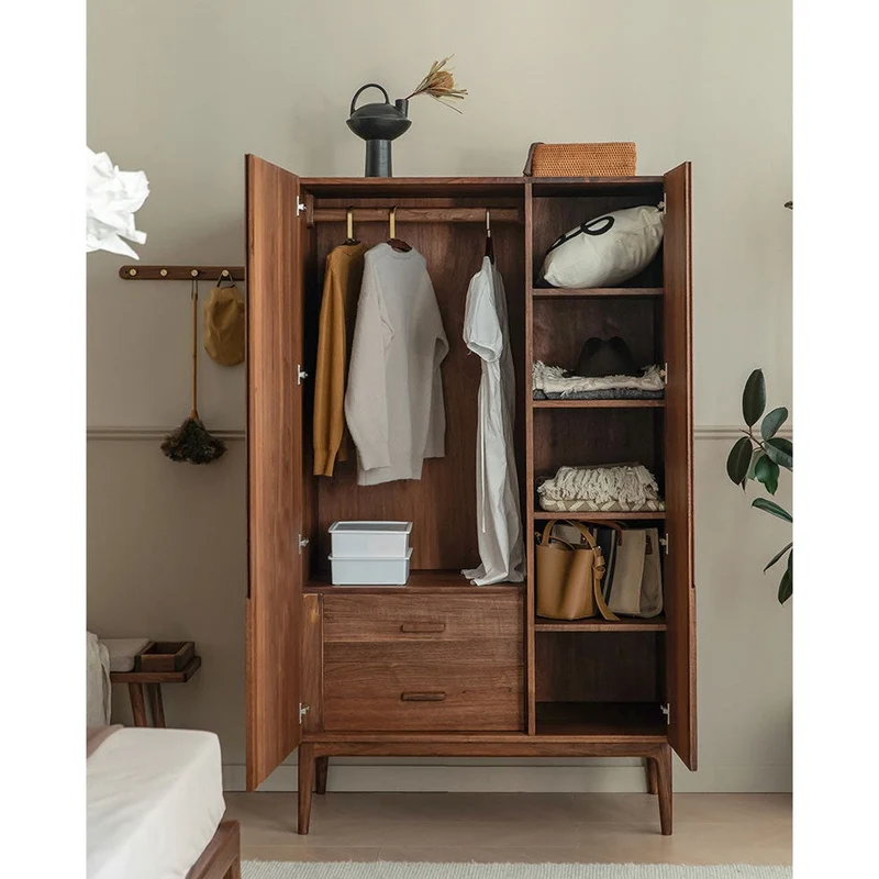 Sleek Modern Black Walnut Wood Armoire