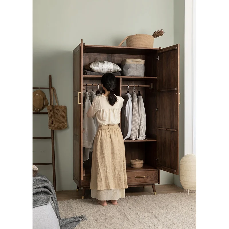 Arcane Modern Walnut Wood Wardrobe