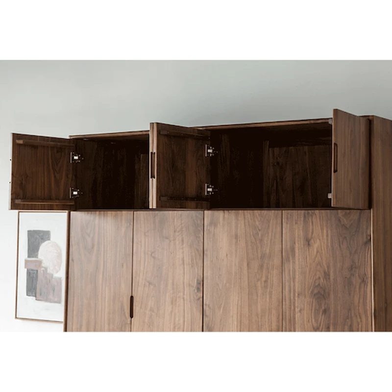 Large Multifunctional Layers Black Walnut Wood Wardrobe