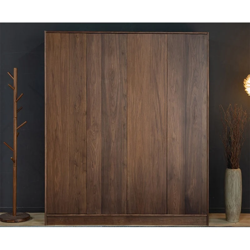 Sable 4-Door Black Walnut Wood Wardrobe