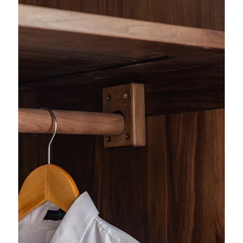 Sable 4-Door Black Walnut Wood Wardrobe