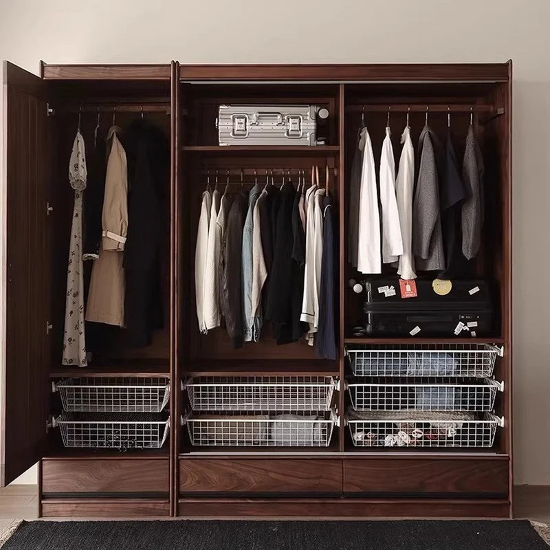 Sophisticated 2 Sliding Door Black Walnut Wood Wardrobe