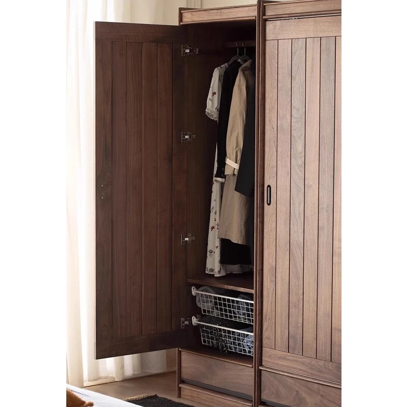 Sophisticated 2 Sliding Door Black Walnut Wood Wardrobe