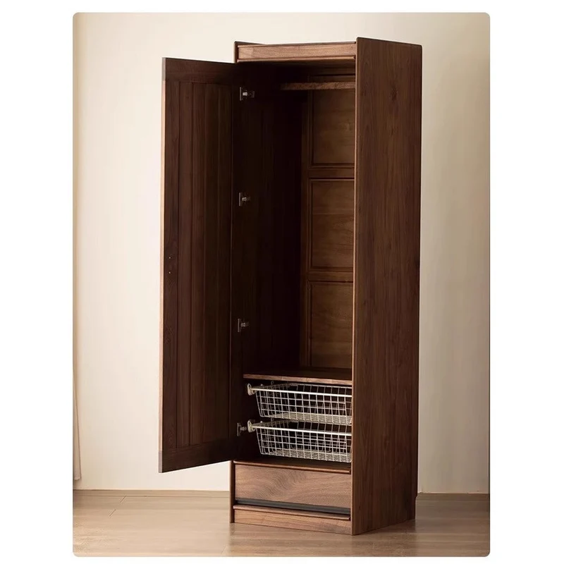 Sophisticated 2 Sliding Door Black Walnut Wood Wardrobe