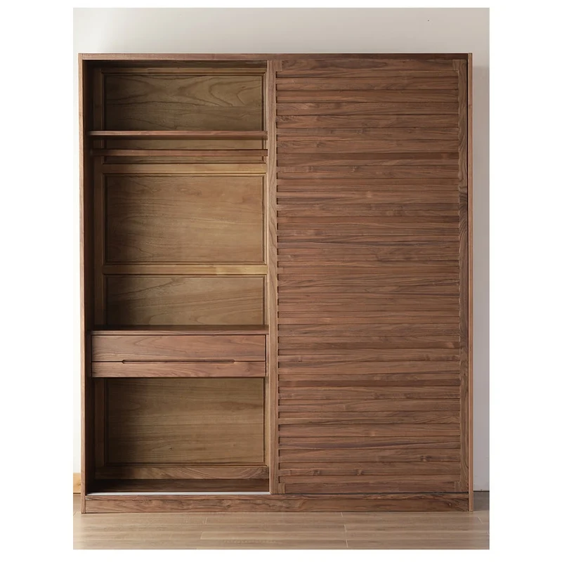 Venture Extendable Shelves Black Walnut Wood Wardrobe