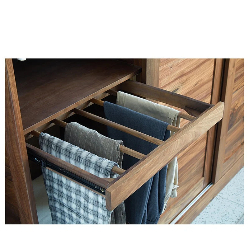 Decorative Elements Walnut Wood Wardrobe with 3 Sliding Doors