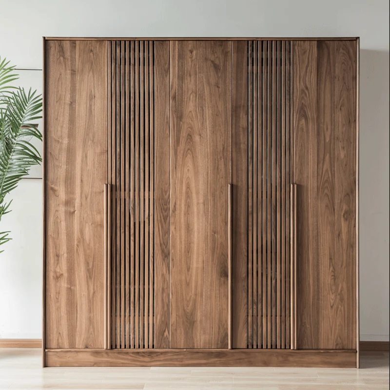 Opulent Black Walnut Wood Wardrobe with Designer Features