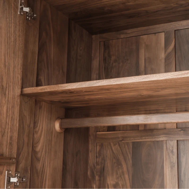 Opulent Black Walnut Wood Wardrobe with Designer Features