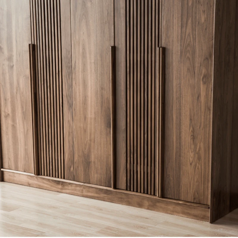 Opulent Black Walnut Wood Wardrobe with Designer Features