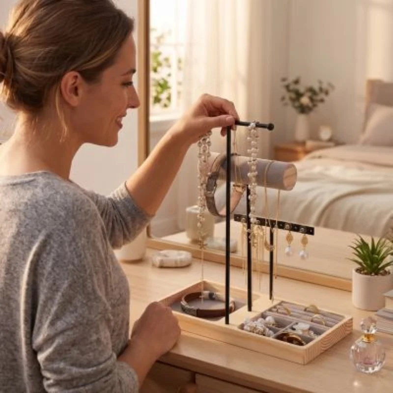 Porte bijoux en bois et métal pour organiser vos bijoux avec élégance – CleariaHome Liora
