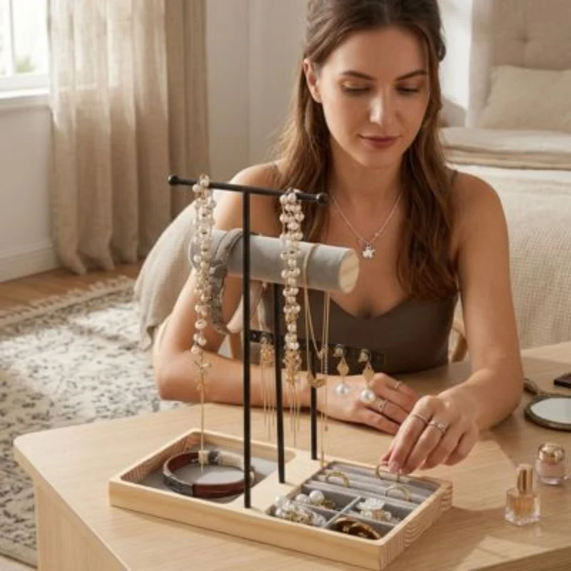 Porte bijoux en bois et métal pour organiser vos bijoux avec élégance – CleariaHome Liora
