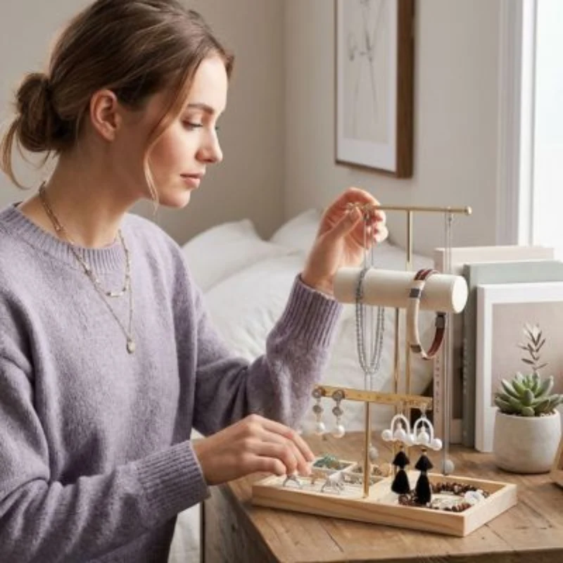 Porte bijoux en bois et métal pour organiser vos bijoux avec élégance – CleariaHome Liora