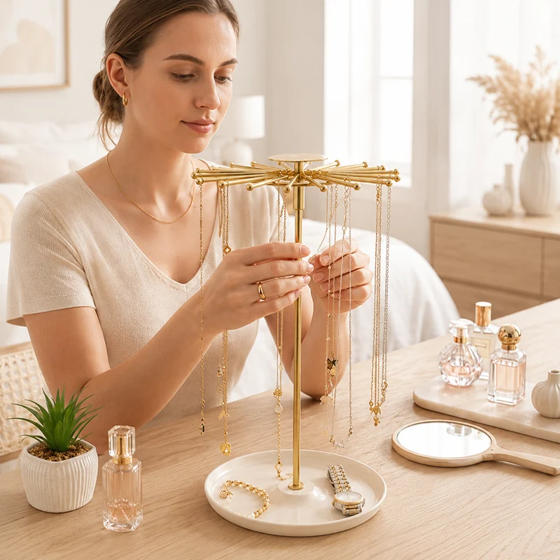 Porte bijoux élégant avec base en marbre – CleariaHome Aurelia