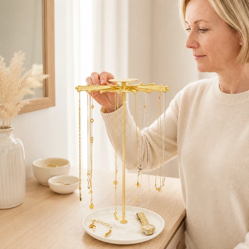 Porte bijoux élégant avec base en marbre – CleariaHome Aurelia