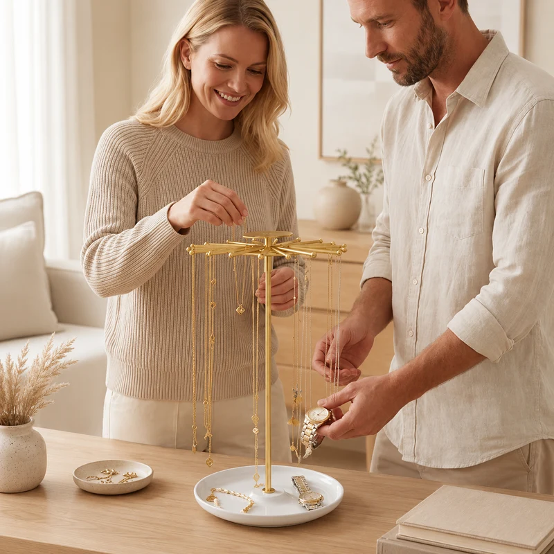 Porte bijoux élégant avec base en marbre – CleariaHome Aurelia