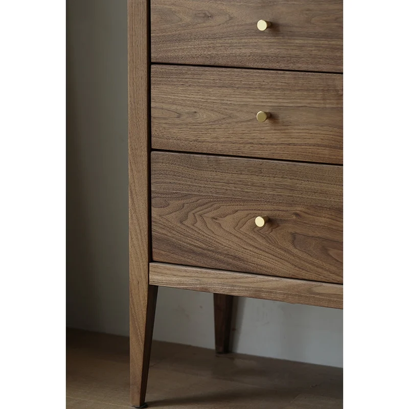 Chic Vintage Walnut Wood Wardrobe with Rattan Door