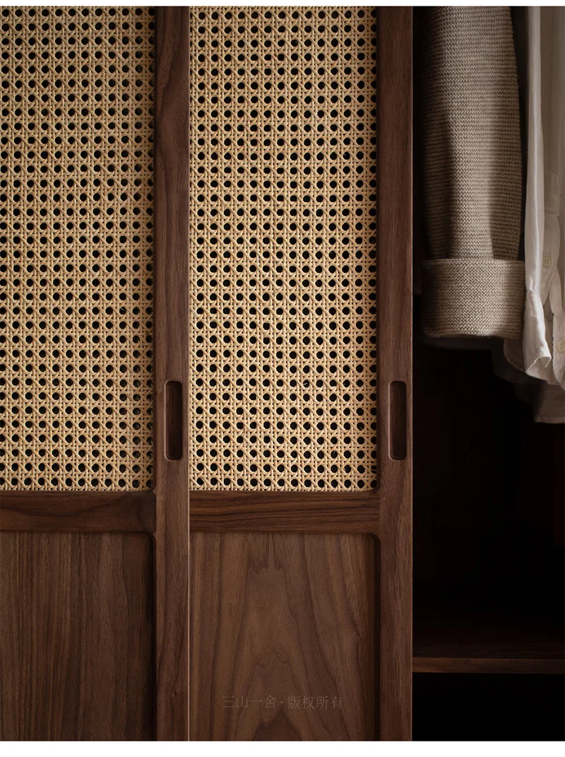 Warm Stylish Solid Walnut Wood Wardrobe