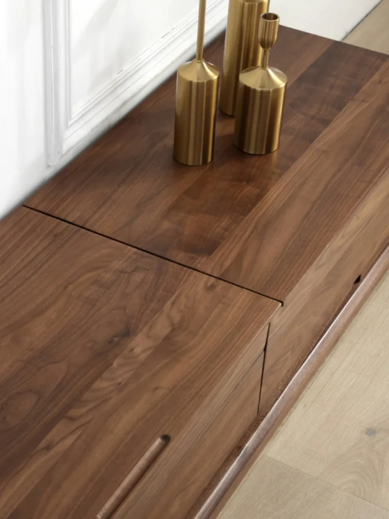 Tapestry Black Walnut Wood TV Stand for Projector with Track Board