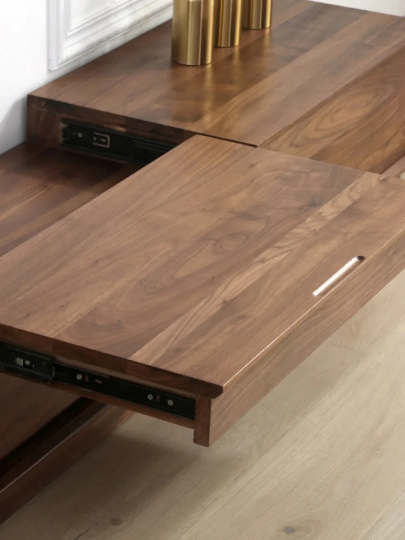 Tapestry Black Walnut Wood TV Stand for Projector with Track Board
