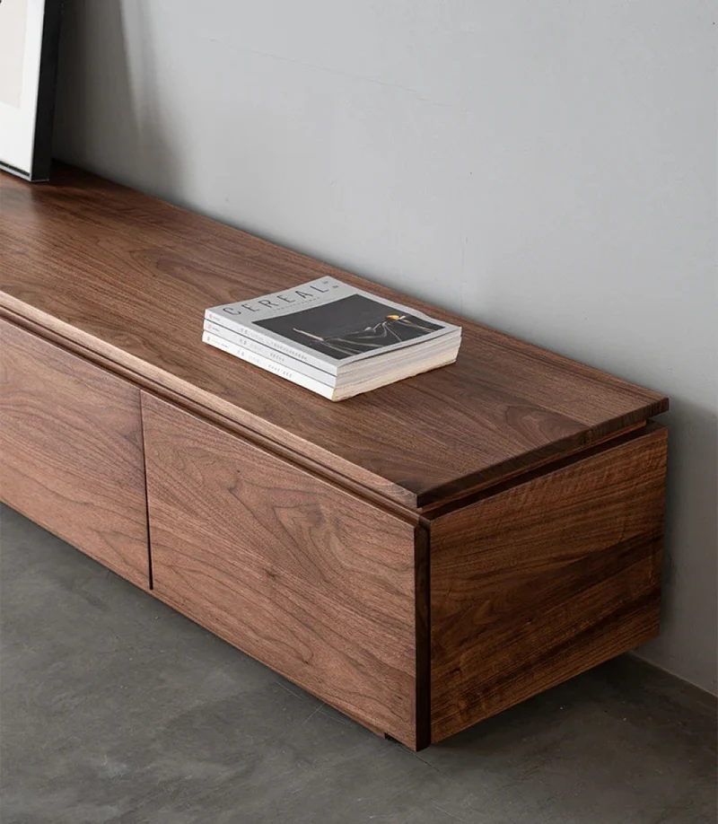 Hidden Appearance Black Walnut Wood TV Cabinet