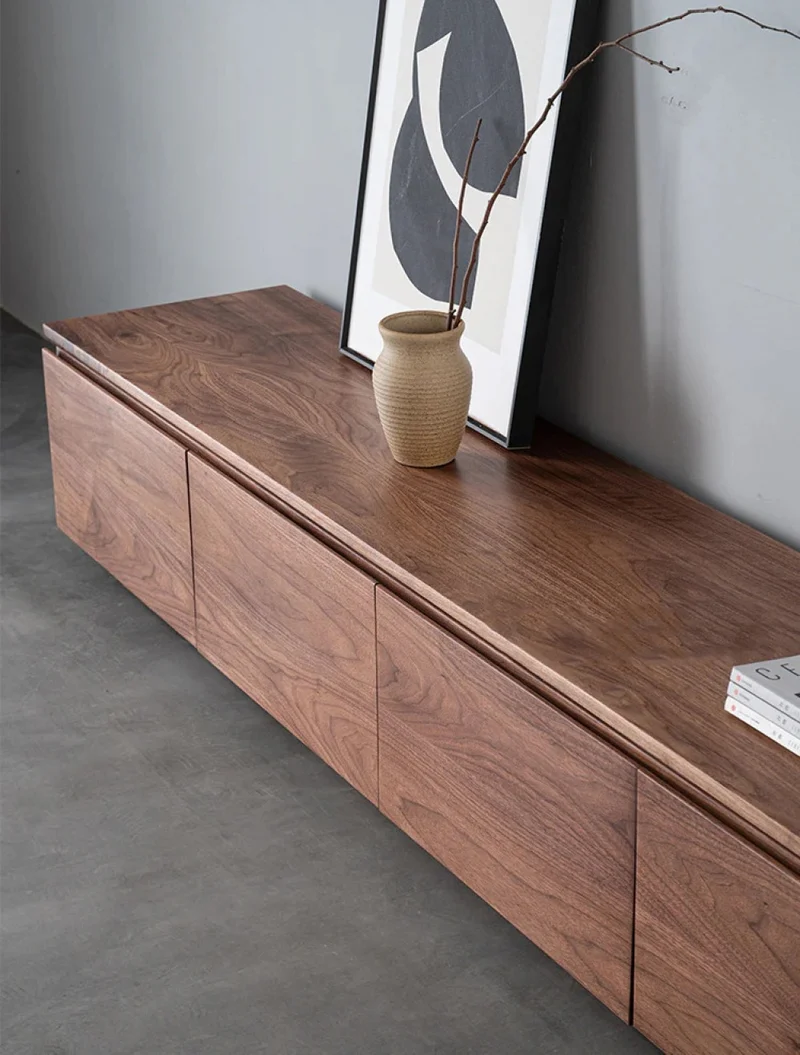 Hidden Appearance Black Walnut Wood TV Cabinet