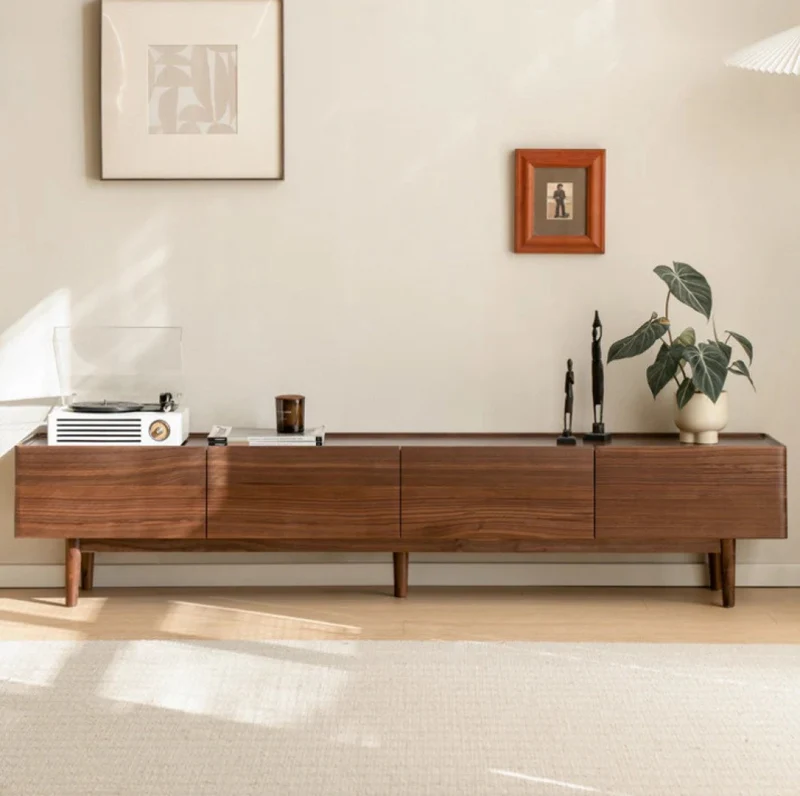 Full Consistent Solid Walnut Wood Board TV Cabinet