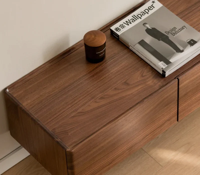 Full Consistent Solid Walnut Wood Board TV Cabinet