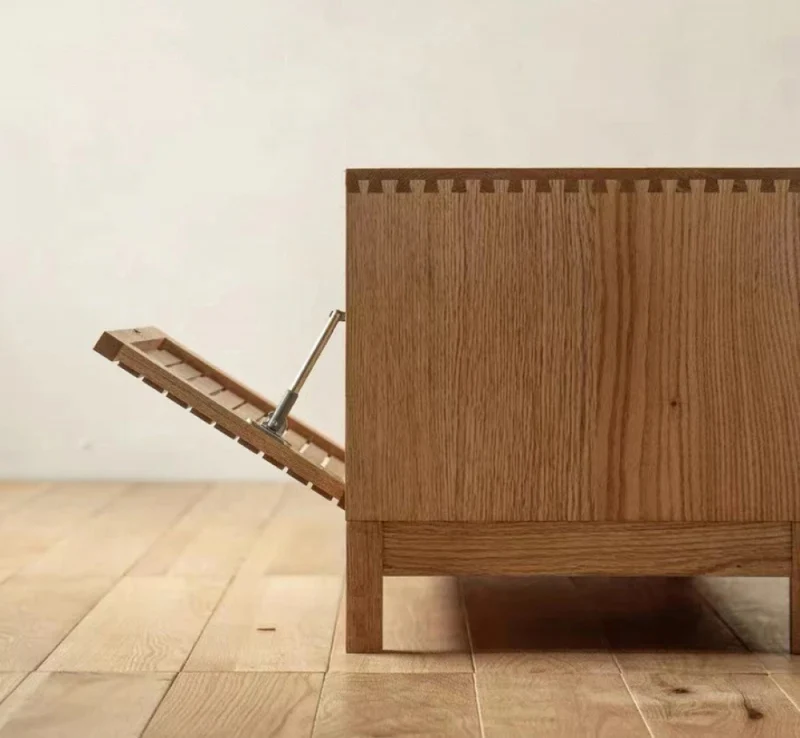 Contemporary Solid Oak Wood Finished TV Stand