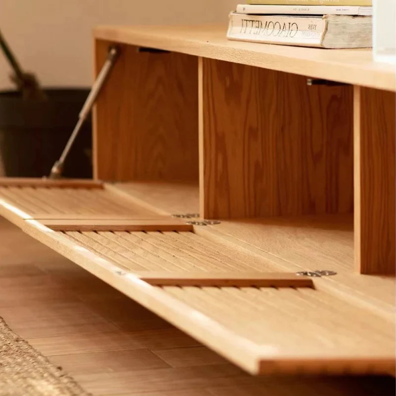 Contemporary Solid Oak Wood Finished TV Stand