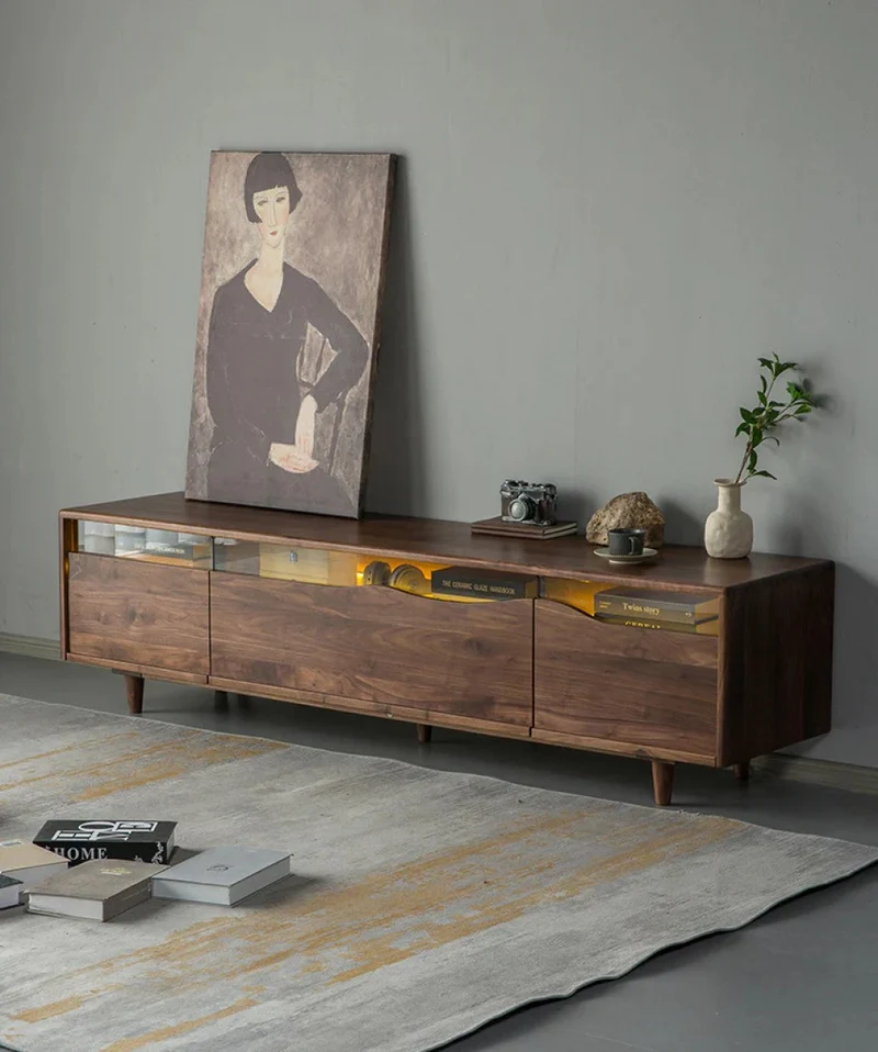 Fable Solid Walnut Wood Mountain Design TV Stand