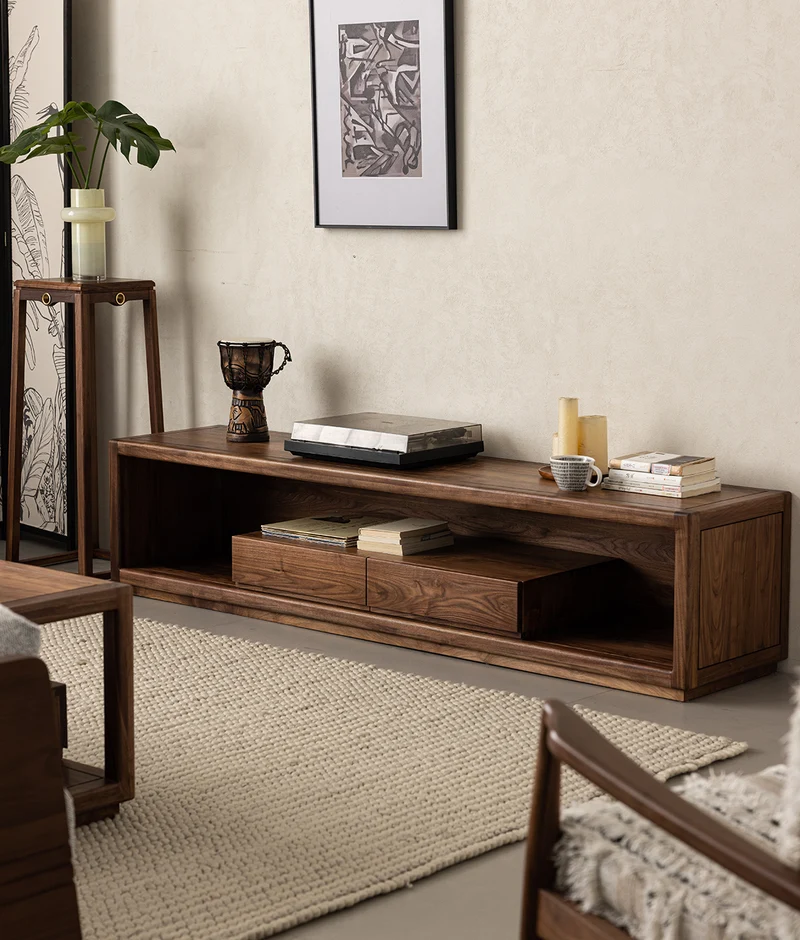 Sierra Open Space Style Solid Walnut Wood TV Stand