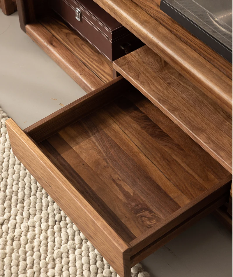 Sierra Open Space Style Solid Walnut Wood TV Stand