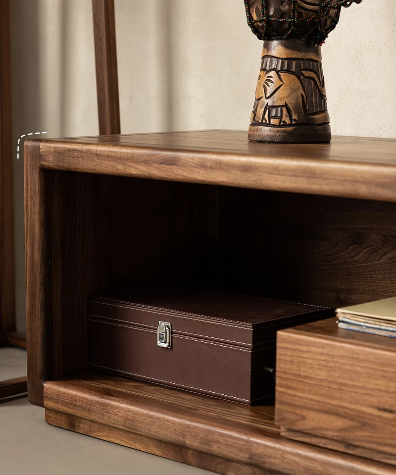 Sierra Open Space Style Solid Walnut Wood TV Stand
