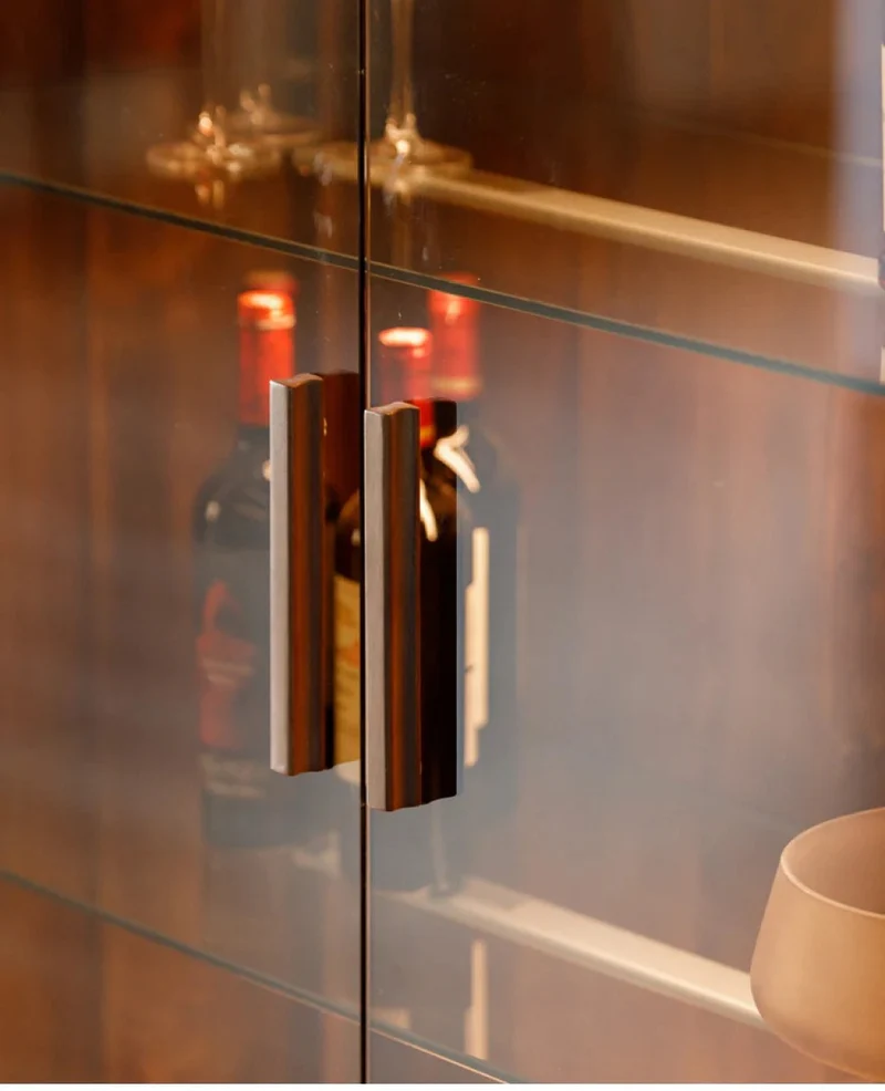 Inspire New Glass Walnut Wood Wine and Liquor Bar Cabinet