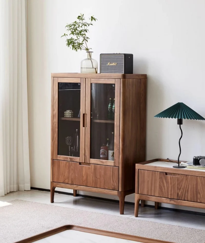 Sierra Black Walnut Wood Liquor Cabinet