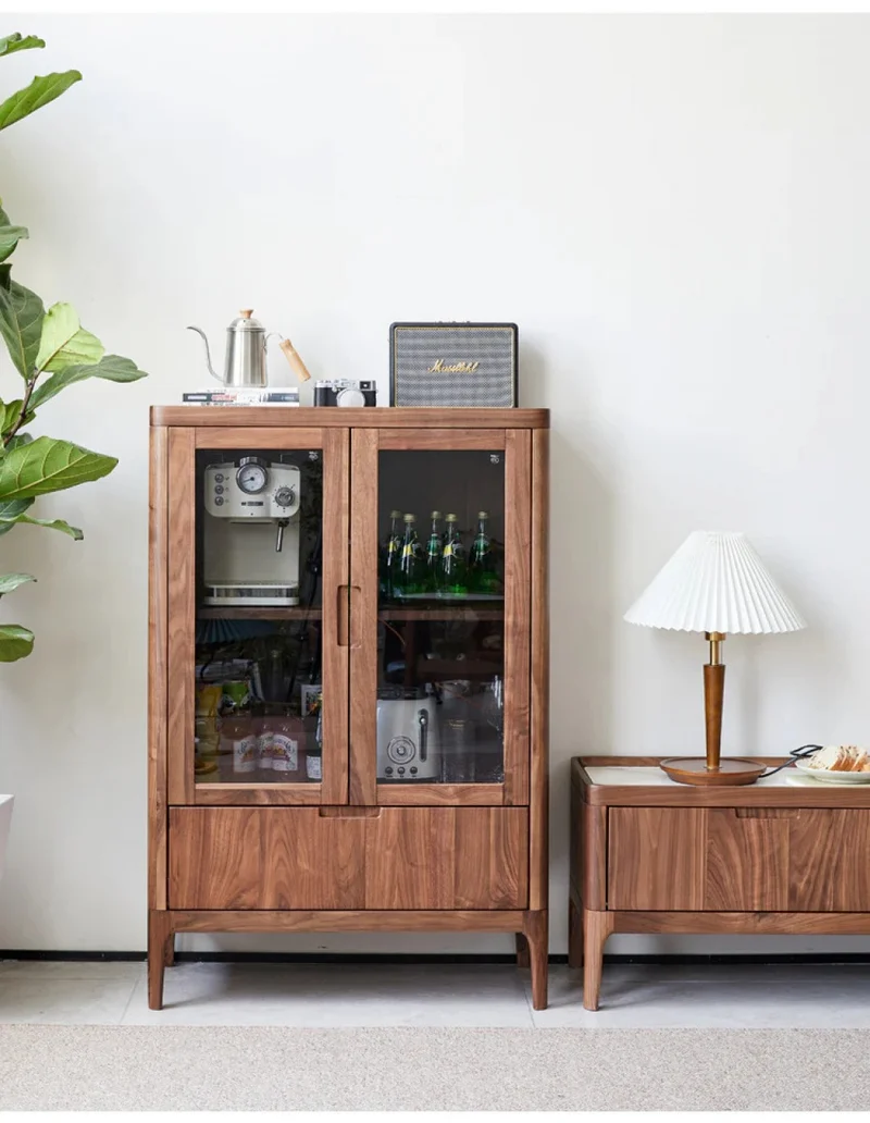 Sierra Black Walnut Wood Liquor Cabinet