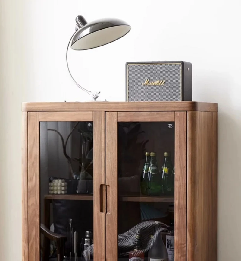 Sierra Black Walnut Wood Liquor Cabinet