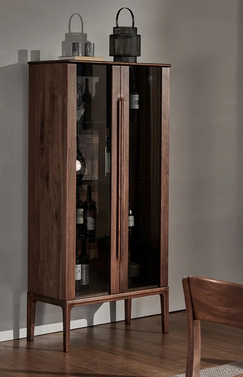 Momentum Solid Walnut Wood Wine Bar Cabinet