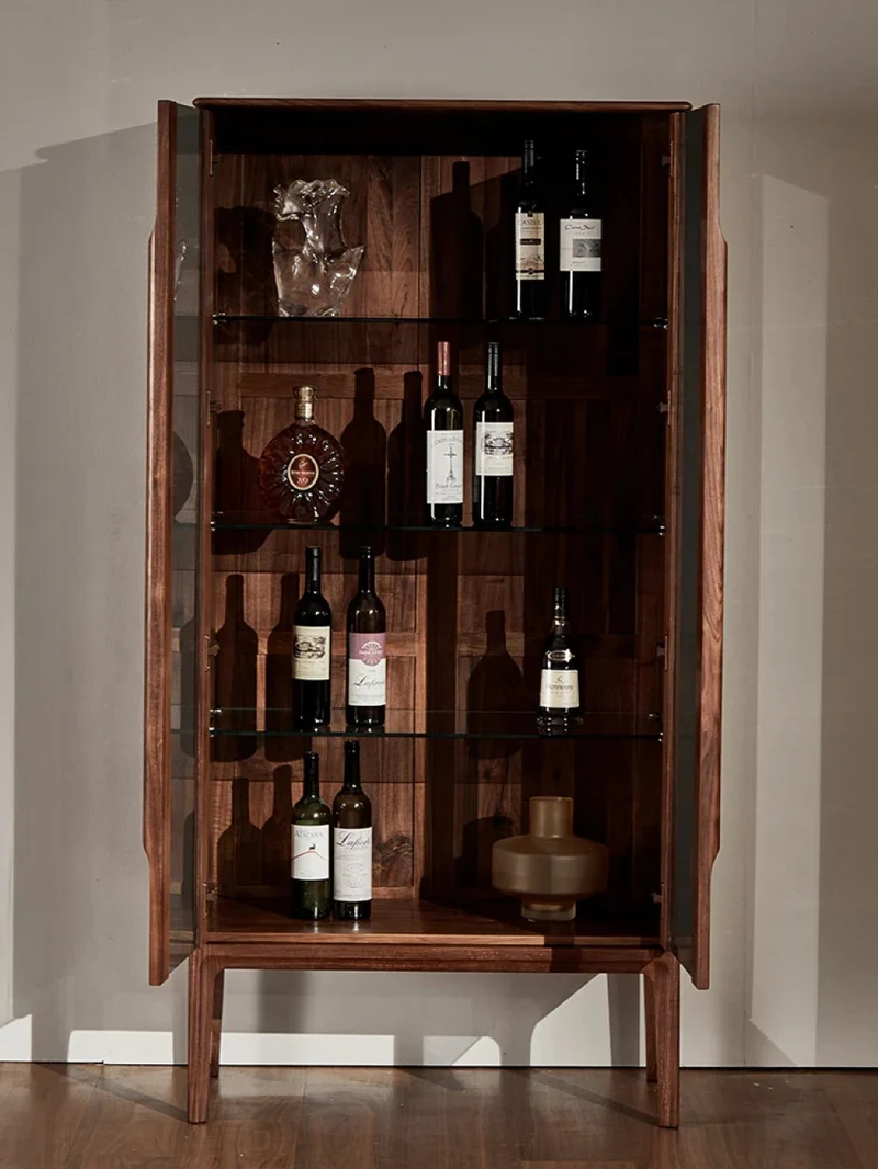 Momentum Solid Walnut Wood Wine Bar Cabinet