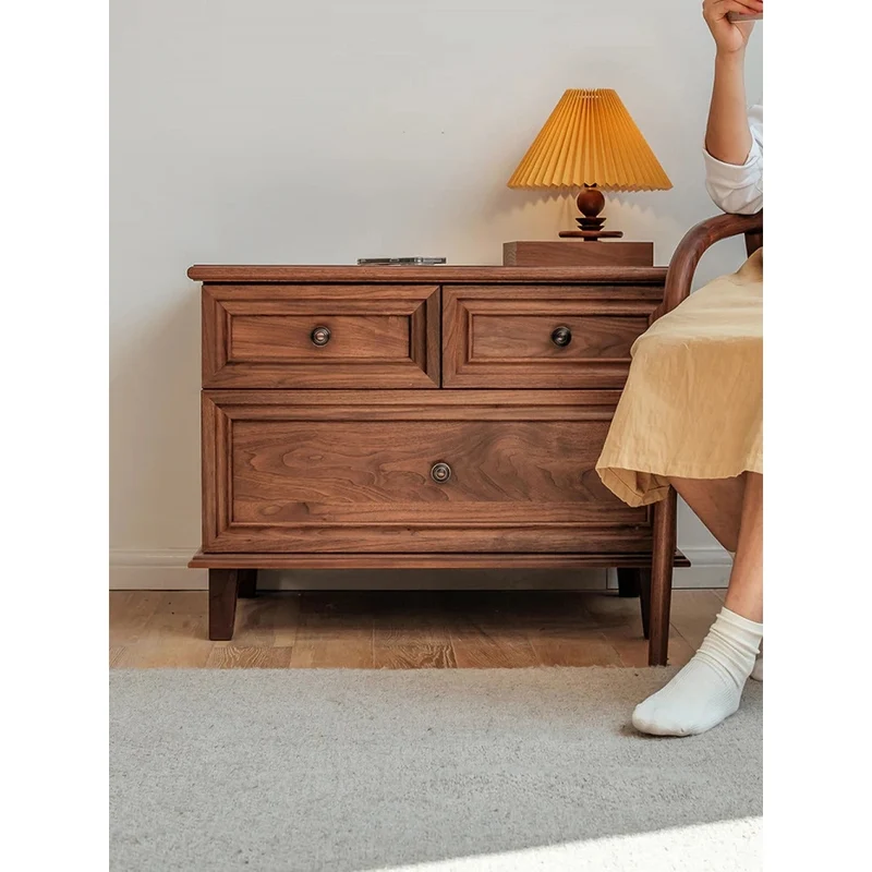 Kinetic Fully Assembled 3-Drawer Solid Walnut Wood Nightstand